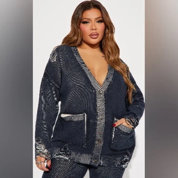 Fashion Nova “Lola” Washed Sweater and Leggings Set Size 1X - Picture 2 of 5